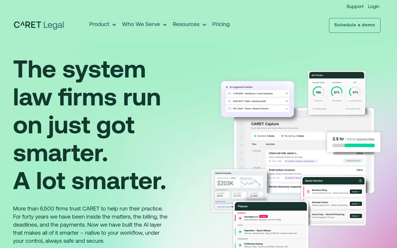 Screenshot of CARET Legal