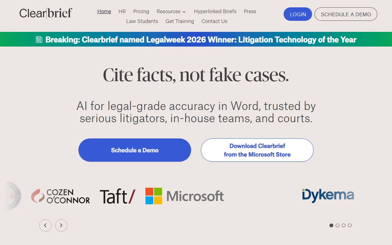 Screenshot of Clearbrief