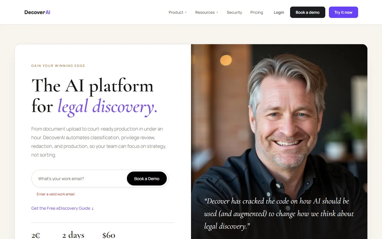 Screenshot of the DecoverAI website