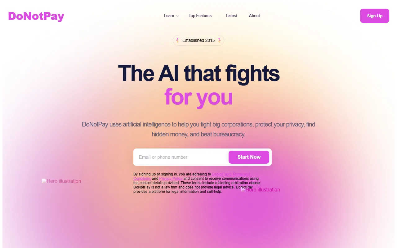 Screenshot of DoNotPay