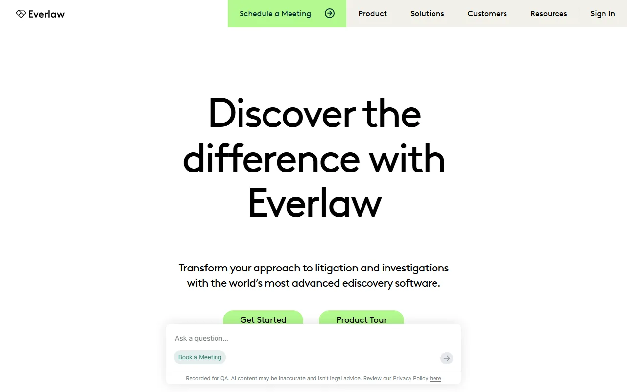 Screenshot of Everlaw