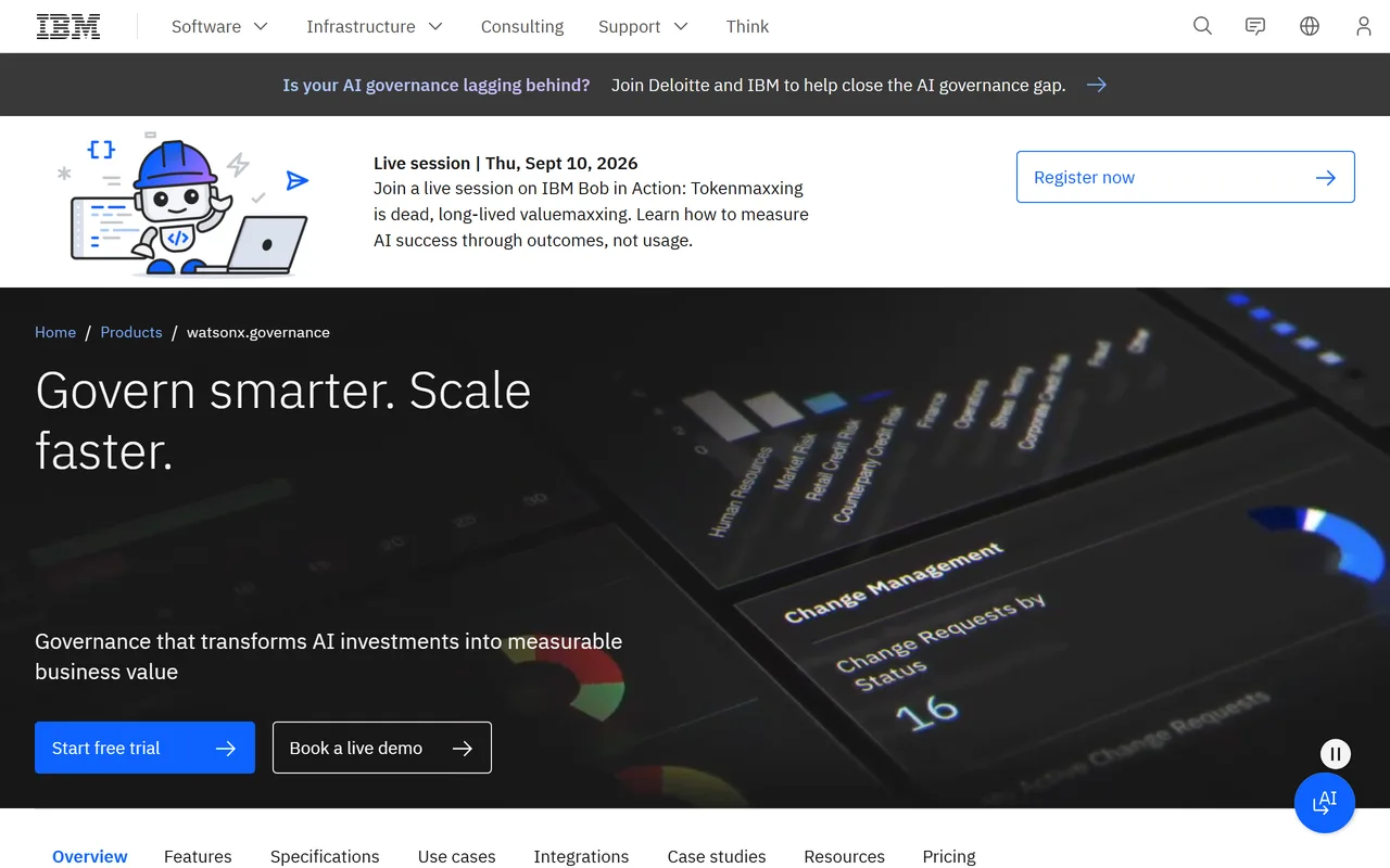 Screenshot of IBM watsonx.governance