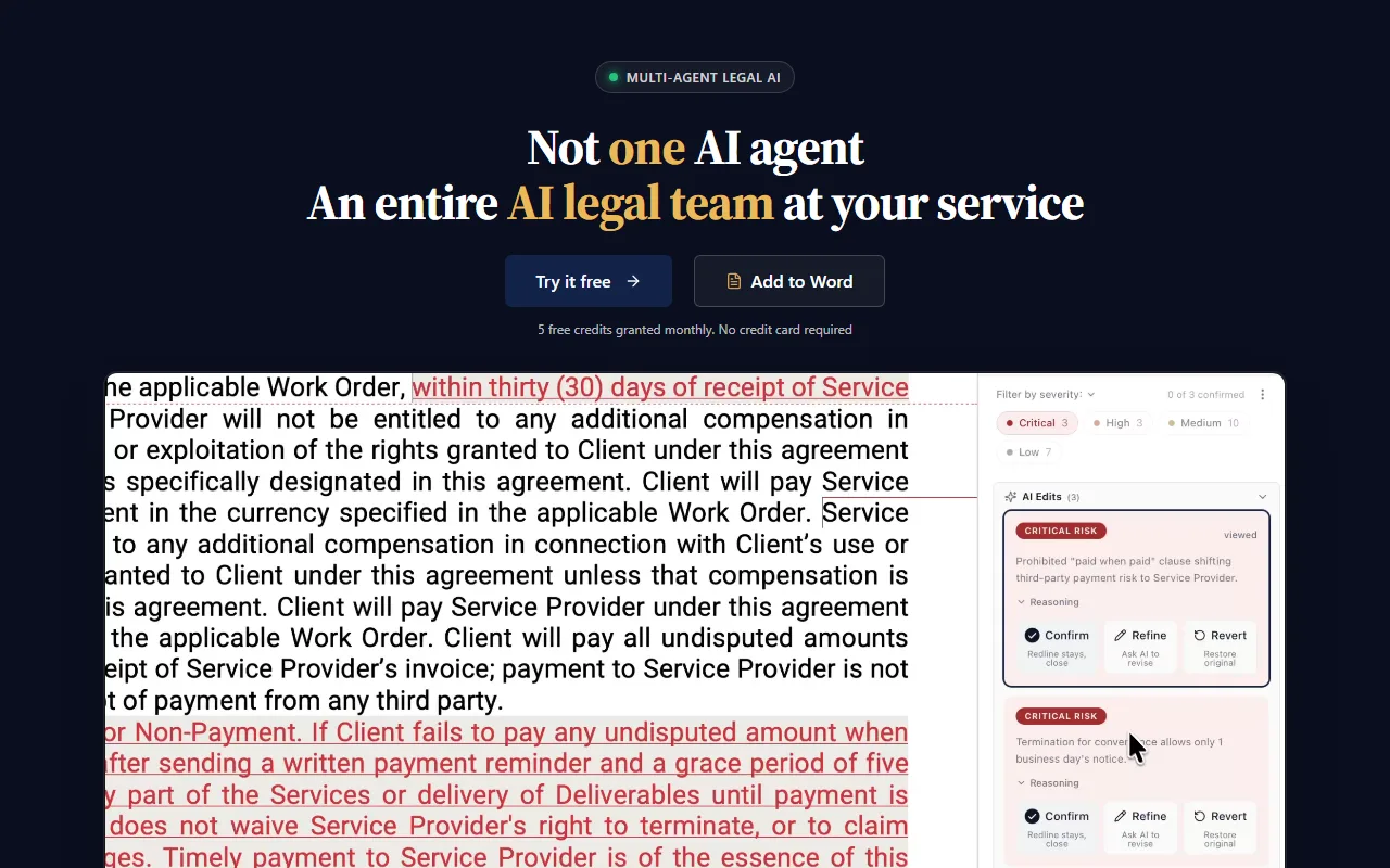 Screenshot of the iDeal Legal AI website
