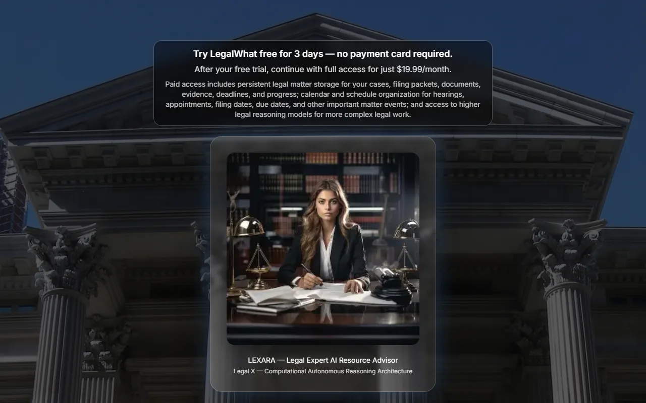 Screenshot of the LegalWhat website