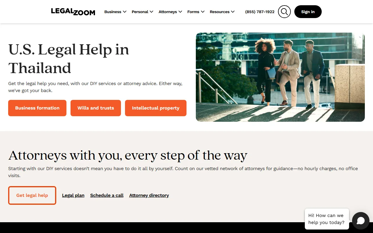 Screenshot of LegalZoom