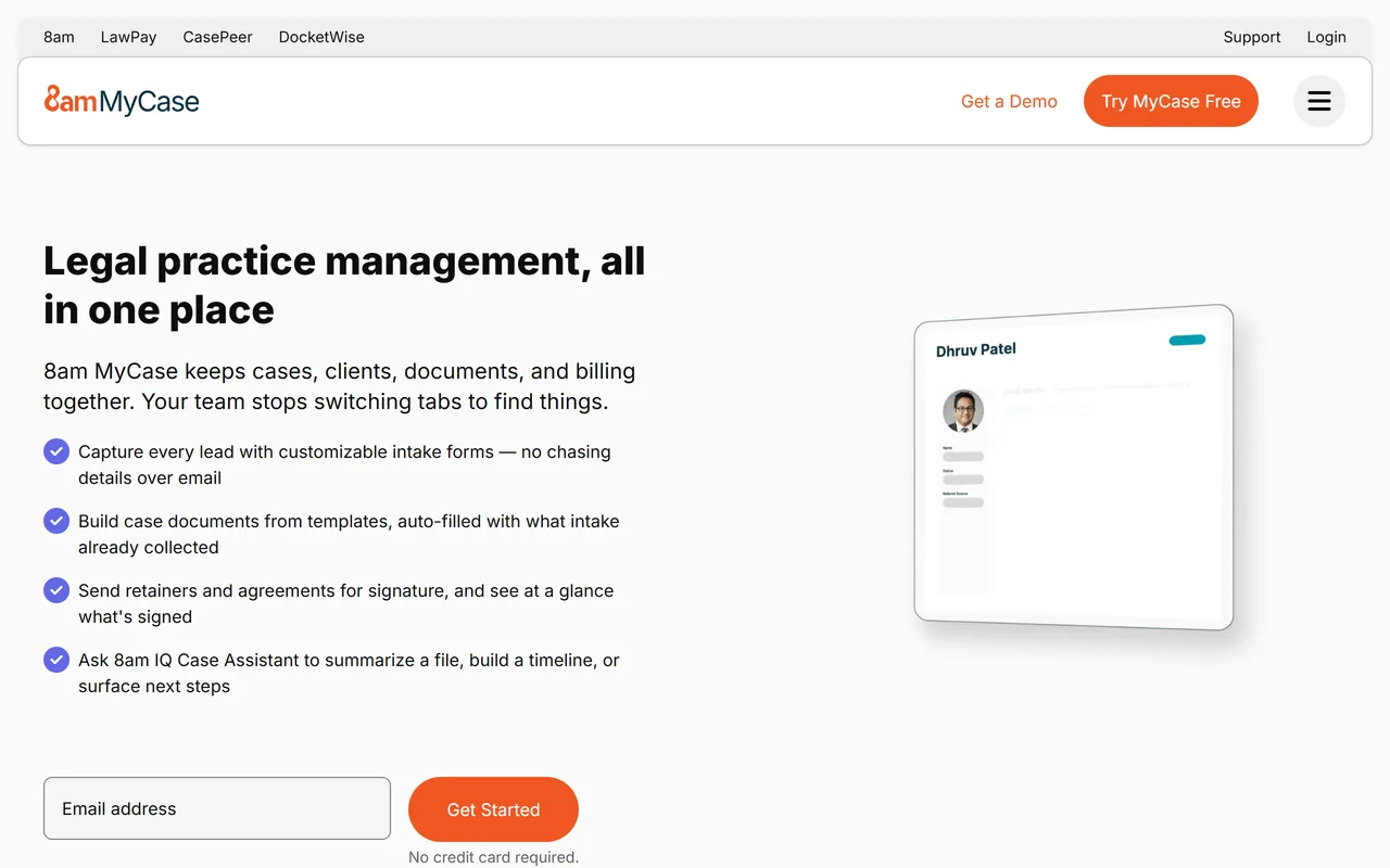 Screenshot of MyCase