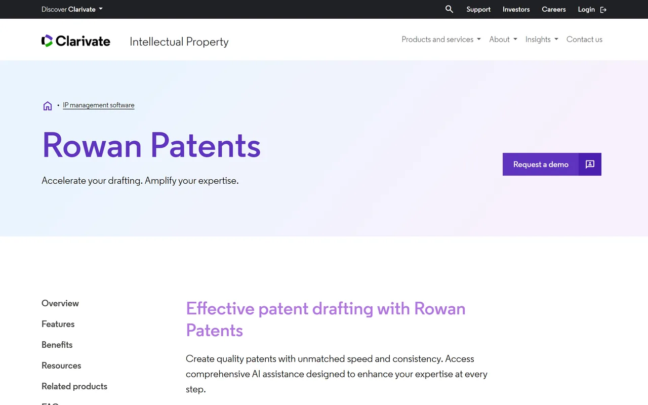 Screenshot of Rowan Patents