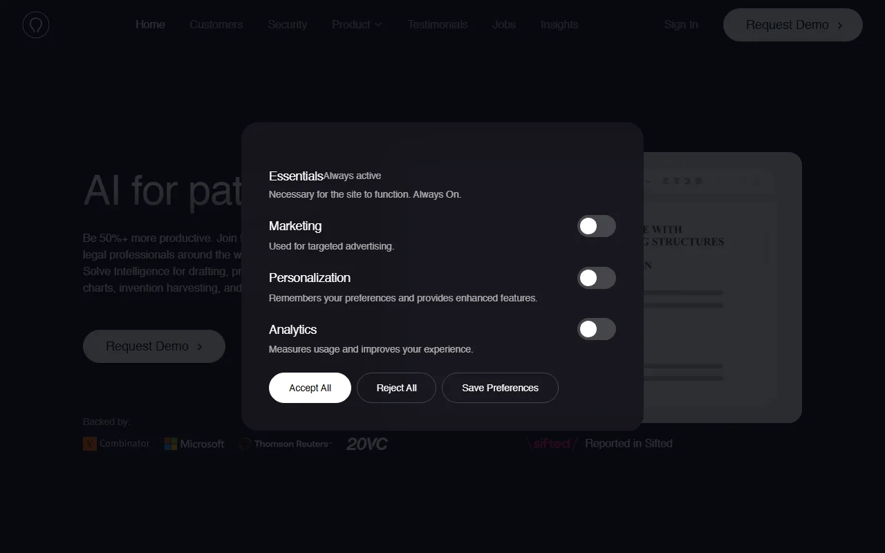 Screenshot of Solve Intelligence