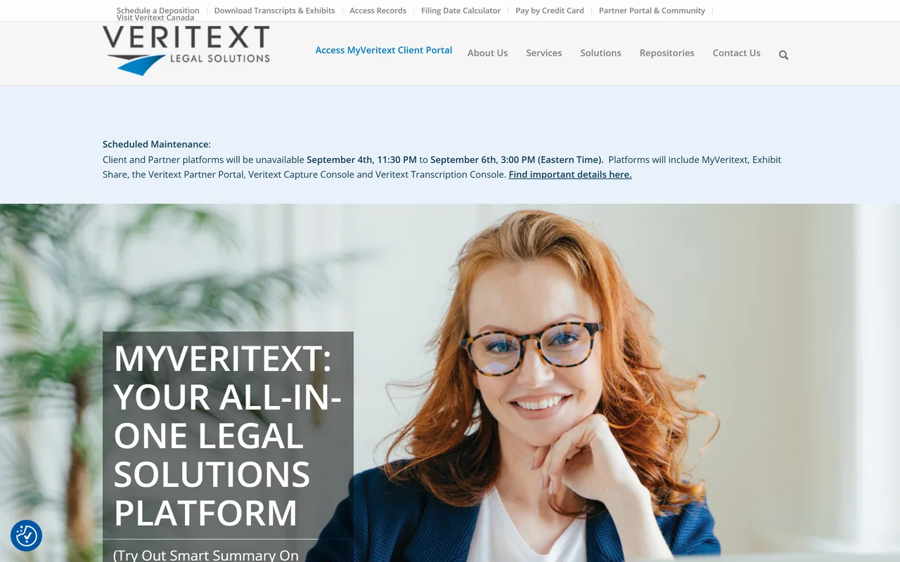 Screenshot of Veritext