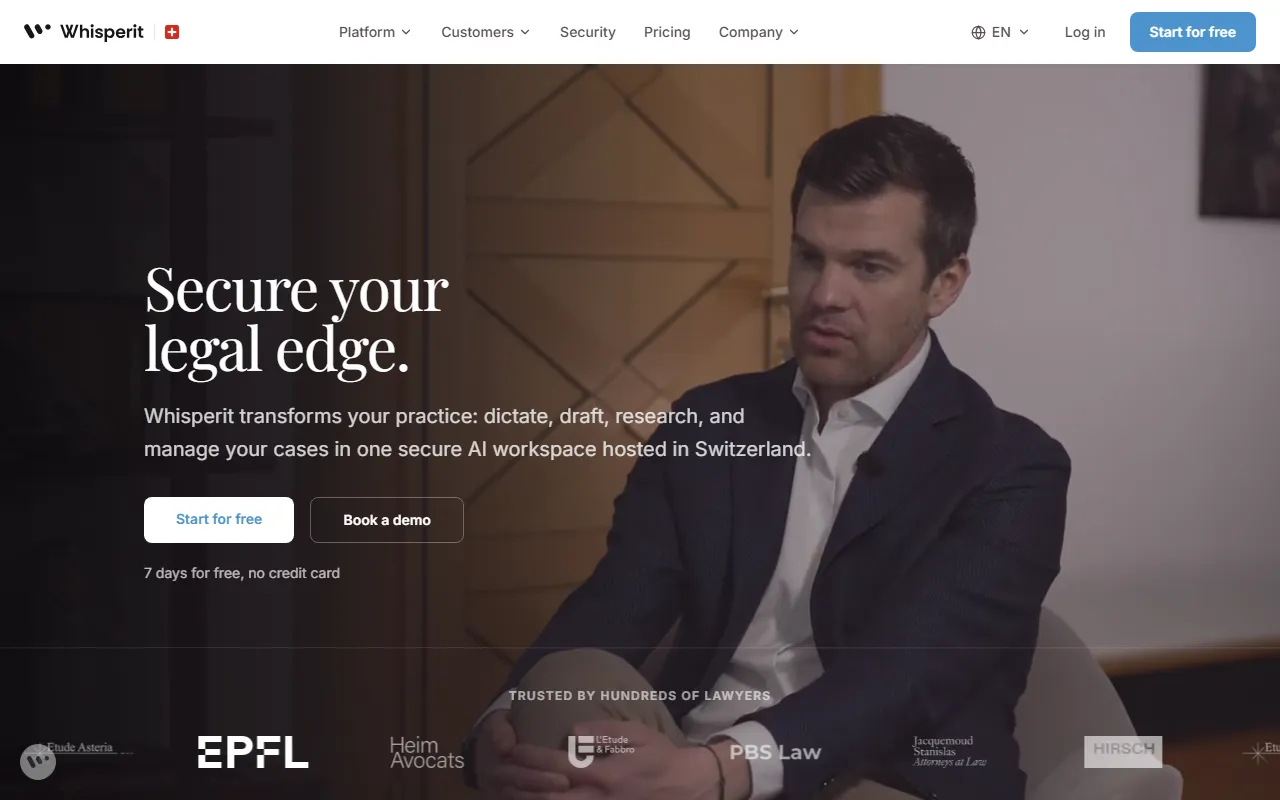 Screenshot of the Whisperit website